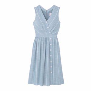 Girl Meets Glam Collection Jill button front surplice midi striped dress size 10